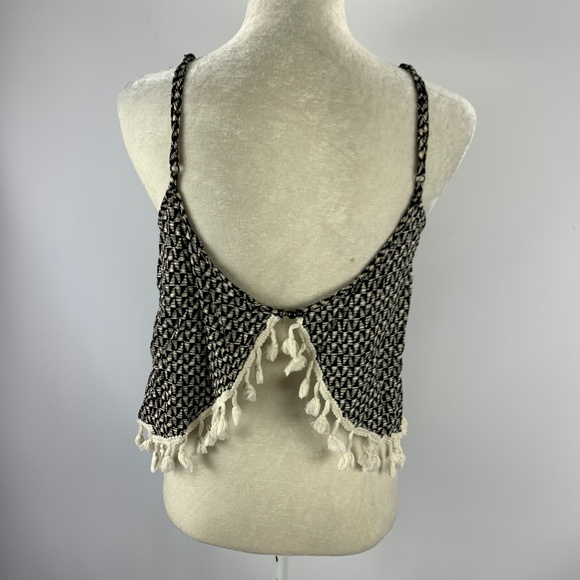 INA Crop Top Blouse Large Boho Peasant Tassels - Picture 3 of 5